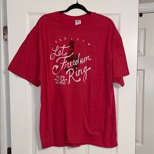Delta Red Short Sleeve Graphic Tee with White Lettering